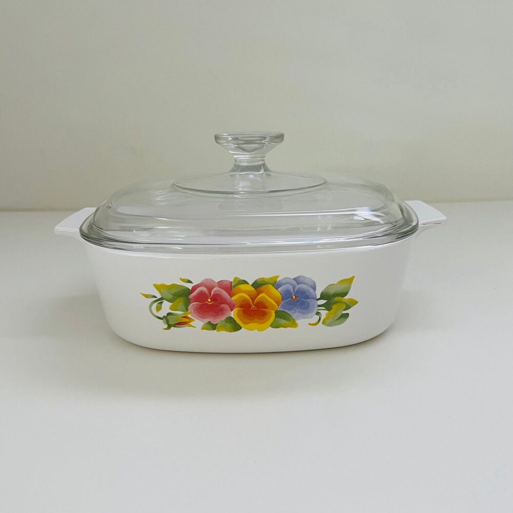 CORNING WARE Summer Blush Floral Casserole Dish A-2-B 2L With Glass Lid